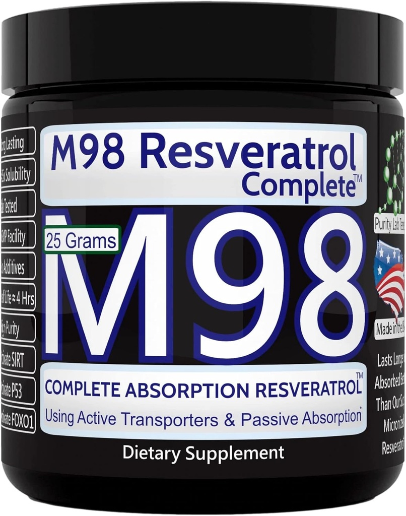M98 Resveratrol complet (M98-RC) - mai bine decât Super Micronited - pulbere pură - 25 Grams