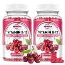 Vitamina B12 Gumiile - 5000 mcg Metilcobalamină cu fier, vitamina C, D3 & Folat, suport energetic și metabolism, imun, B-12 Complex Supliment masticabil pentru bărbați și femei, 120 Conte, 2 Pack