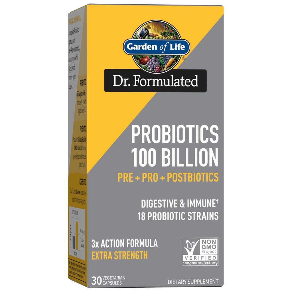 Gradina de viata Dr Probiotice Formate 100 Miliarde CFU Pre + Pro + Postbiotice - Extra Putere Digestive & Imuna Suport pentru barbati si femei, Cartof, Acacia, Metaboliti postbiotici, 30 Capsule
