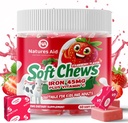 Supliment de fier masticabil pentru femei si copii - aroma de capsuni, vitamina de fier C Soft Chew pentru absorbtie maxima, fier ca fumarat feros, Ideal pentru deficit de fier, 2 luni de aprovizionare