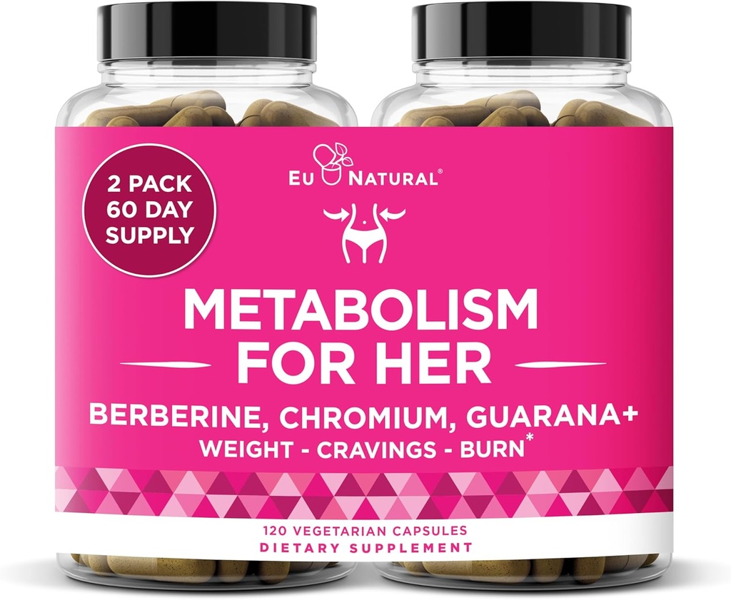 Metabolism pentru ea - Apetit & Metabolizare Suport pentru femei - Curb Cravings, Reduce Caloric Intake & Promovarea sentimentelor de plenitudine - Berberine, Crom Picolinat & Guarana - 120 Veg Capsule