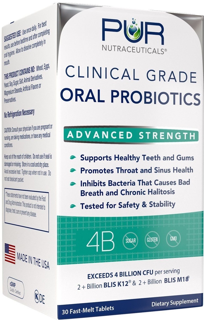 Probiotice de grad clinic orale * 4 miliarde CFU ale BLIS K12® & BLIS M18® * Zahăr gratuit * Aromă naturală de mentă * 100% Made in The USA * Elimină respirația/Halitoza
