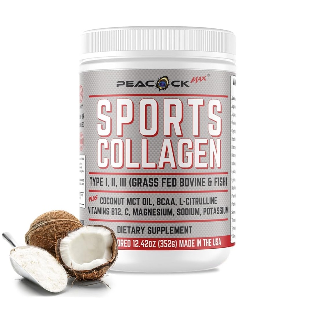 Sport Colagen Electrolytes Powder, 12.42 oz - Iarbă bovine și pești sălbatici Hidrolizați de tip I, II, III Peptide multicolagen pentru băuturi electrolitice, pulbere proteică nearomatizată cu BCAA, magneziu