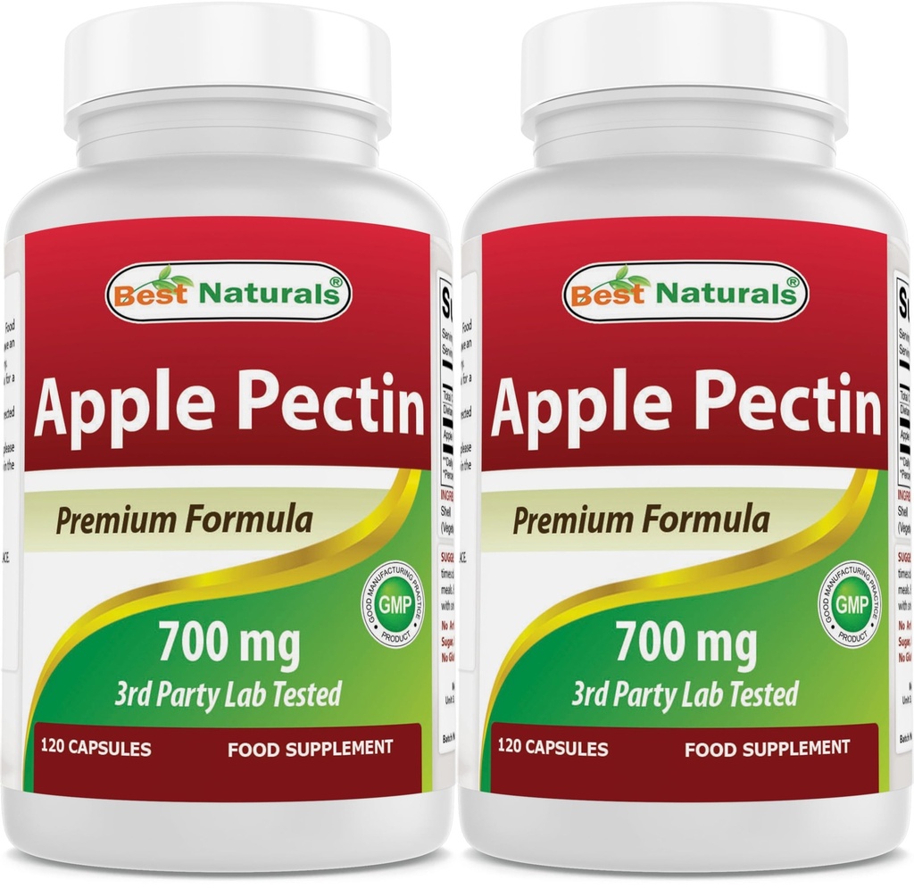 Cele mai bune Naturale Apple Pectin 700 mg - Dietary Fiber - Suport intestinal - 120 capsule (120 Count (Pachet de 2))
