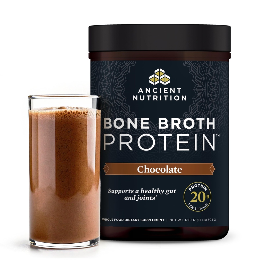 Pudră de proteine de nutriție antică din Broth oase reale, Ciocolată, 20g proteine per servire, 20 Servire Tub, Gluten gratuit Hidrolized Colagen Peptide Supliment, mare în Shake-uri de proteine
