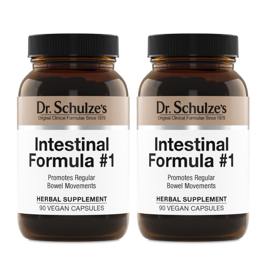 Schulze's Intestinal Formula #1 - Bowel Movement Supplement for Colon Health Support - Blooting & Constipation Aid - Intestinal Cleanse - All-Natural - Plant-Based - Vegan - 90 Count (2 Pack)