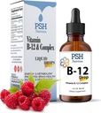 Premium PSH B picaturi lichid complex cu B12 - Booster de energie naturala - Statele Unite ale Americii Made Supplement for Energy and Focus Stress Relief and Energy and Immune Support - 2 fl oz
