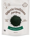 Tradiții organice Spirulina Organic Powder Vegan non-GMO Superfood, 5.3oz (150g) sac, 50 Servings per sac