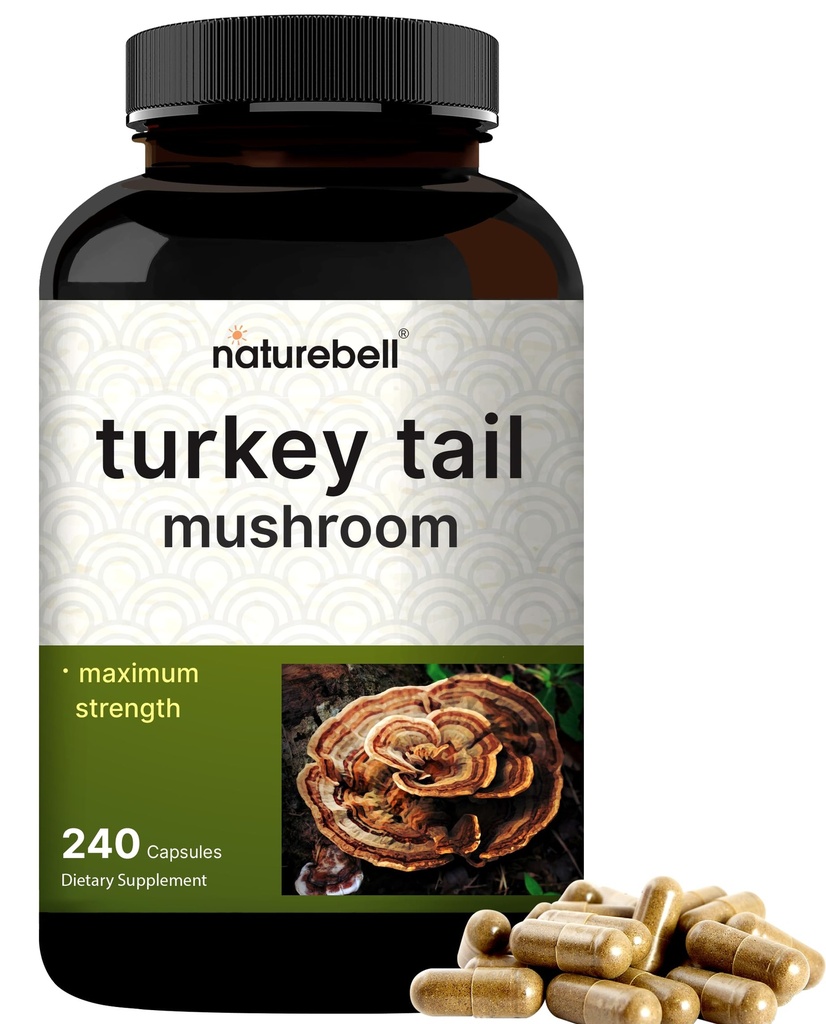 NatureBell Turcia Tail capsule ciuperci 15,000 mg per servire, 240 Conte 