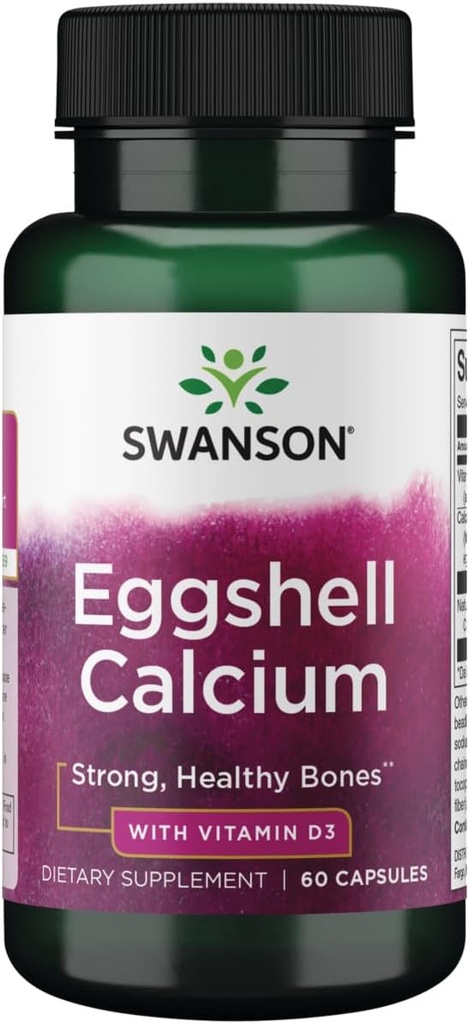 Swanson Eggshell Calciu cu vitamina D-3 60 Capsule