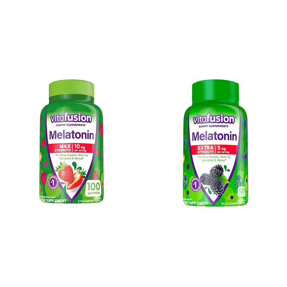 Vitafuzie Max Putere Melatonin Gummy Suplimente & Extra Putere Melatonina Gummy Vitamine, 5mg, 120 ct Gummie