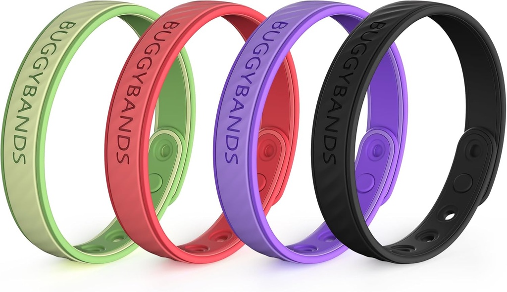 Brăţări pentru ţânţari, 4 pachete Silicon Tosquito Bands repelente cu DEET gratuit, naturale şi impermeabile Brande pentru copii şi adulţi, Outdoor Traveling Protection (Black&Red&Purple&Green)