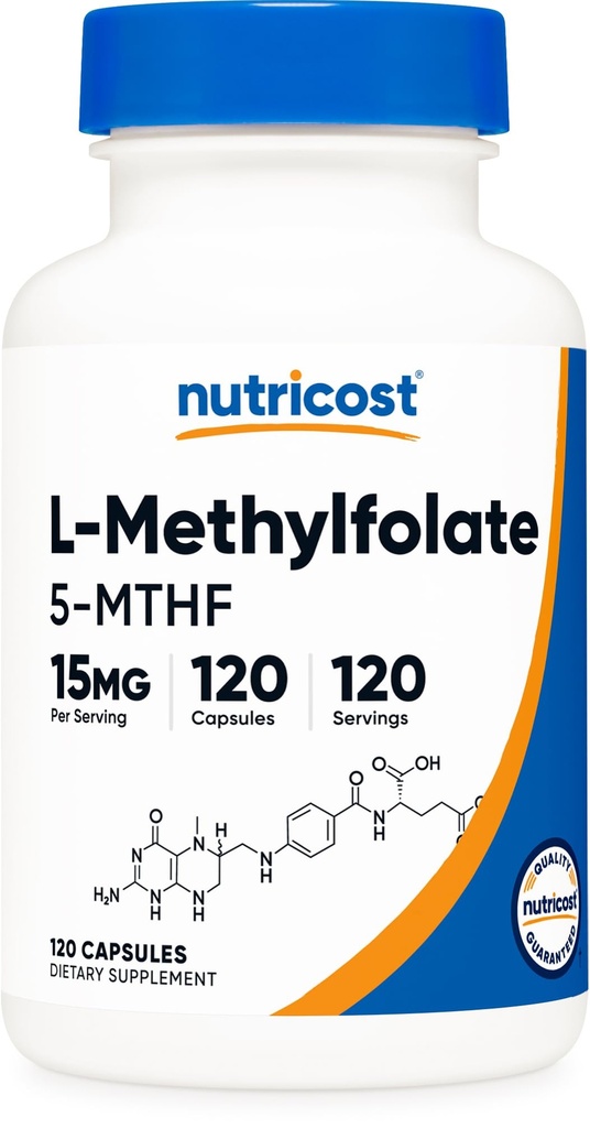 Nutricost L-Metilfolat 15 mg, 120 capsule (5-MTHF) - Vegan, Non-GMO, Gluten Free