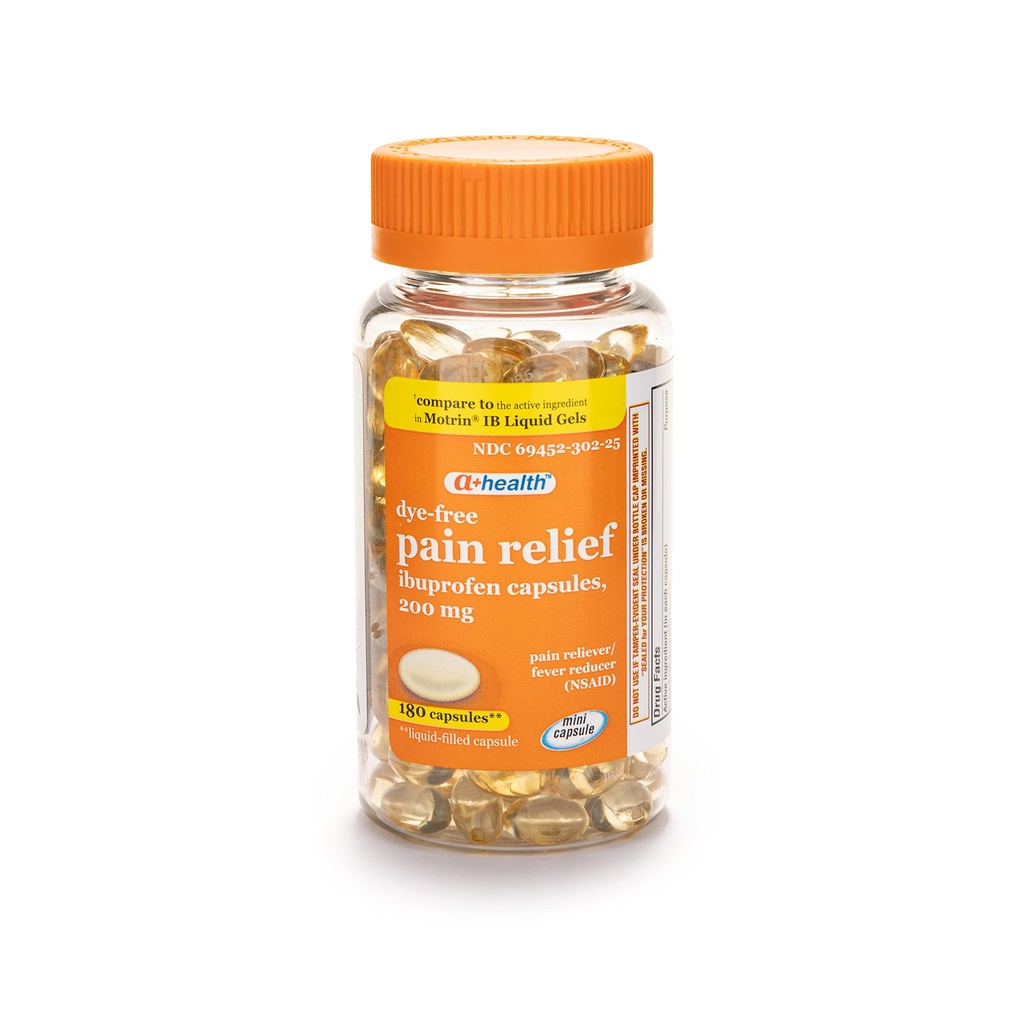 A+Health Die-Free Ibuprofen 200 Mg Mini Softgels, Pain Reliever/Fever Reductor (AINS), 180 Count