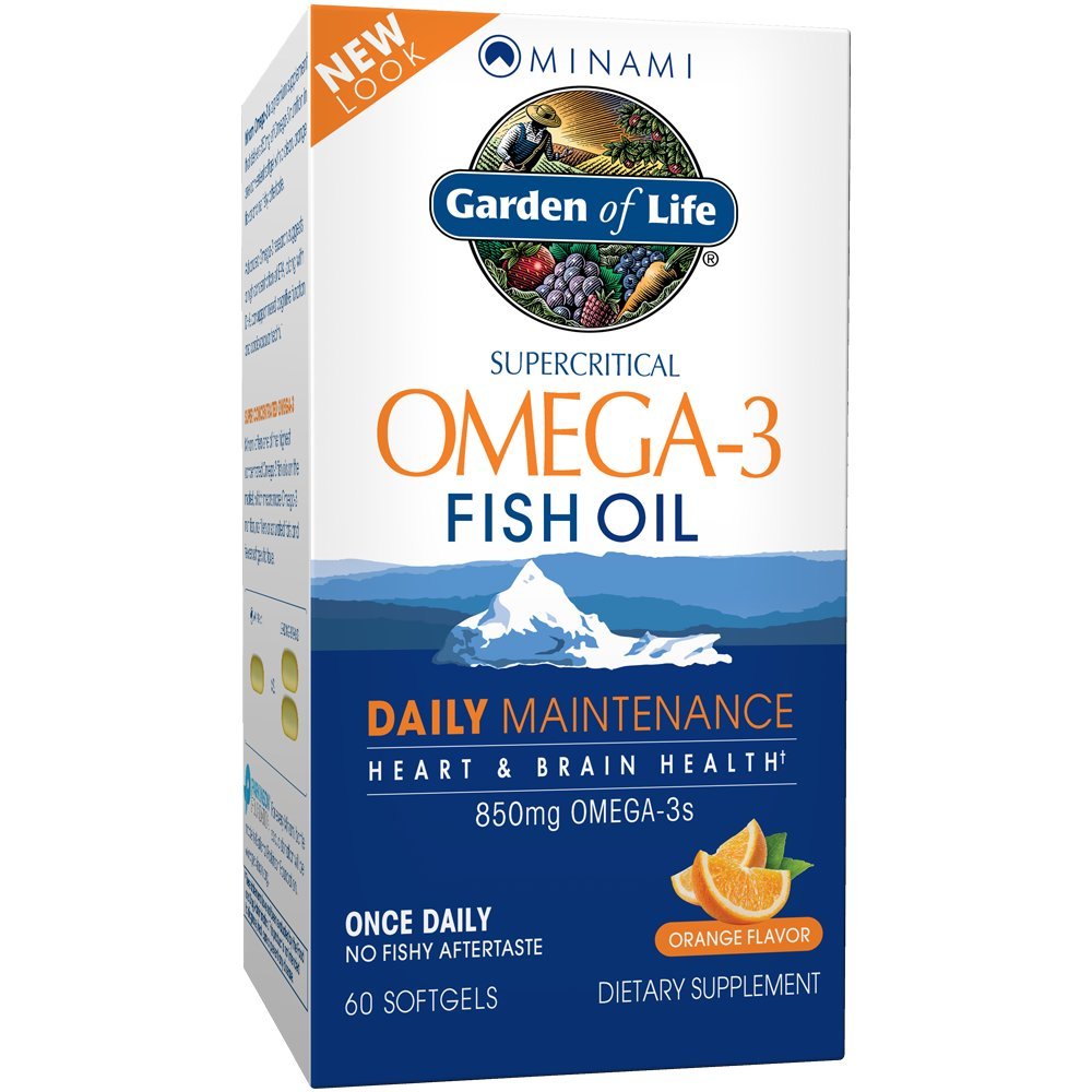 Gradina de viata Ulei de peste Omega 3 EPA / DHA pentru functia naturala a creierului, Inima si Mood, 850mg Suplimente acid gras, Minami - Orange Flavor Ultimate O dată pe zi, 60 Softgels 