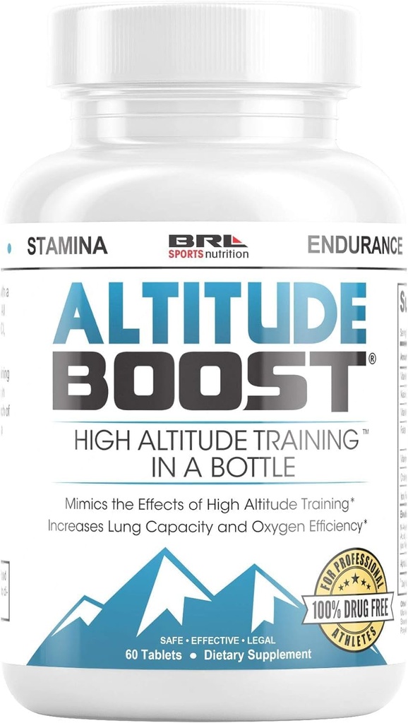Altitudine Boost. Antrenament de înaltă altitudine într-o sticlă pentru a crește VO2 Max, rezistenta, oxigen cu acid lipoic alfa, fier și vitamina B 12 (60 comprimate)