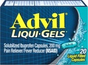 Advil Liqui-Gels Pain Reliever and Fever Reducer, Pain Medicine for Adults with Ibuprofen 200mg for Headache, Backache, Menstrual Pain and Joint Pain Relief - 20 Liquid Filled Capsules