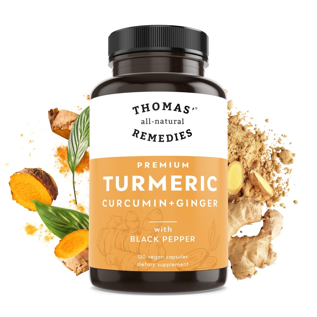 Toma' toate-naturale Remedii Curcumina Turmeric și ghimbir cu Pepper negru, Ecologic Turmeric Supplement Joint Supplement- 95% Curcumin - NO umpleri, Vegan - 120ct
