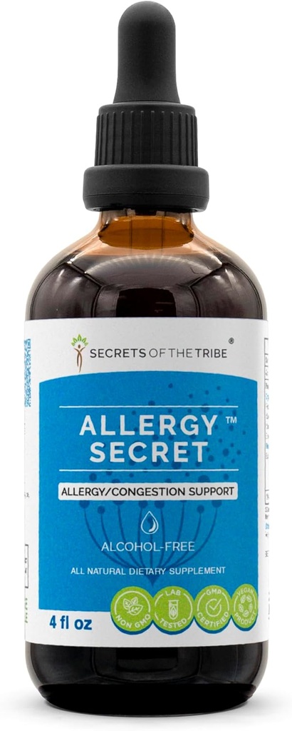 Alergie secretă fără alcool extract, Tinctură, Glycerite Rosemary, Mullein Leaf, Marshmallow, Stinging Nettle, Eyebright. Suport pentru alergie/congestionare (4 FL OZ)