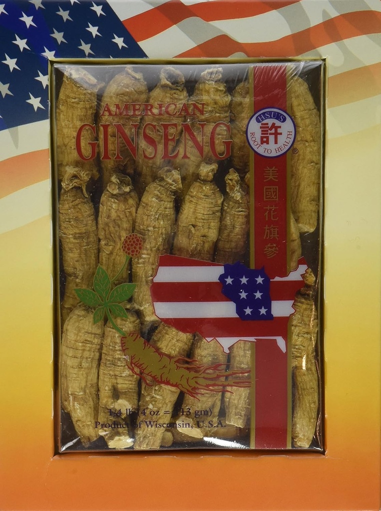 Hsu SKU 0132-4, Ginseng jumătate mediu scurt cultivat American Ginseng rădăcini (4 oz = 113 gm/Box), 0132-4, 0132.4