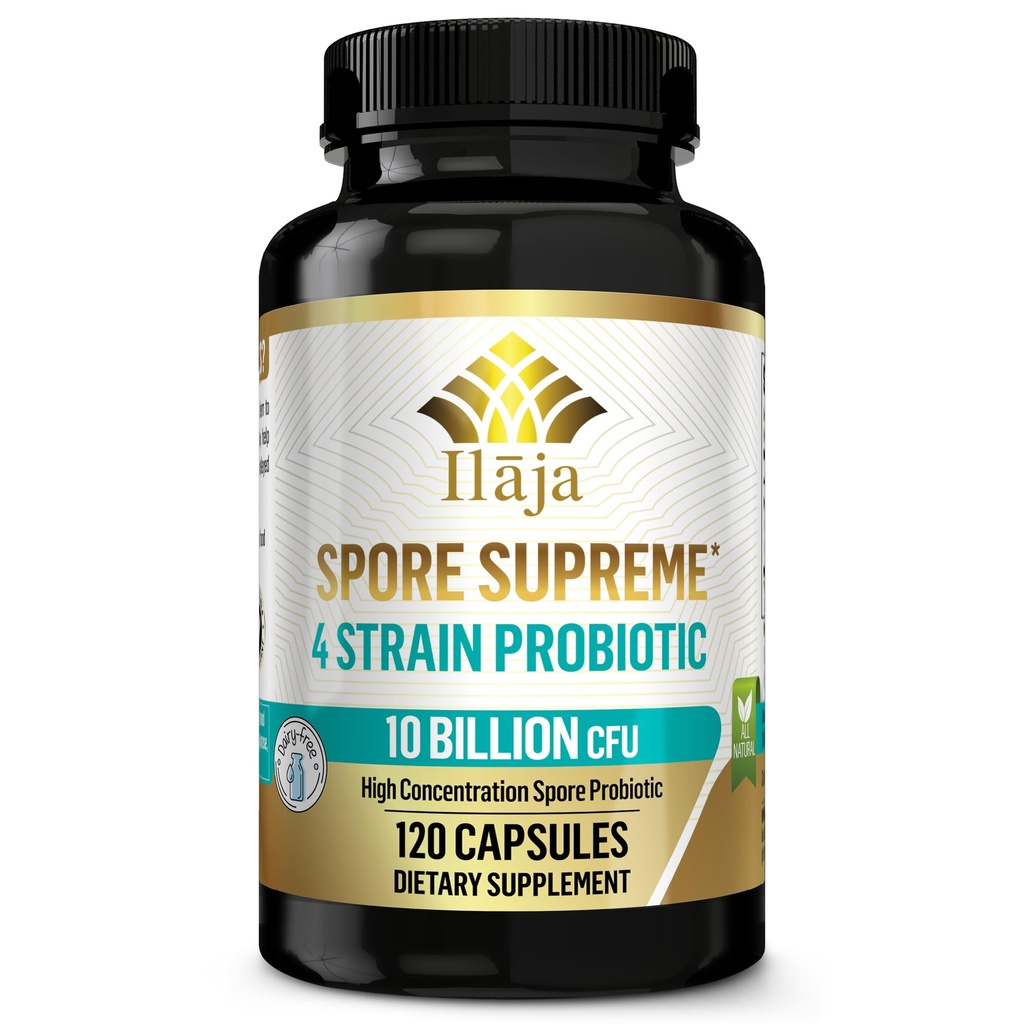 Spore Supreme Spore based Probiotic 120 Capsule x 10 Miliarde / 4 Formulă de tulpina - 4 Luna de aprovizionare - Nu este nevoie de refrigerare, acid Strains rezistente, lactate gratuit