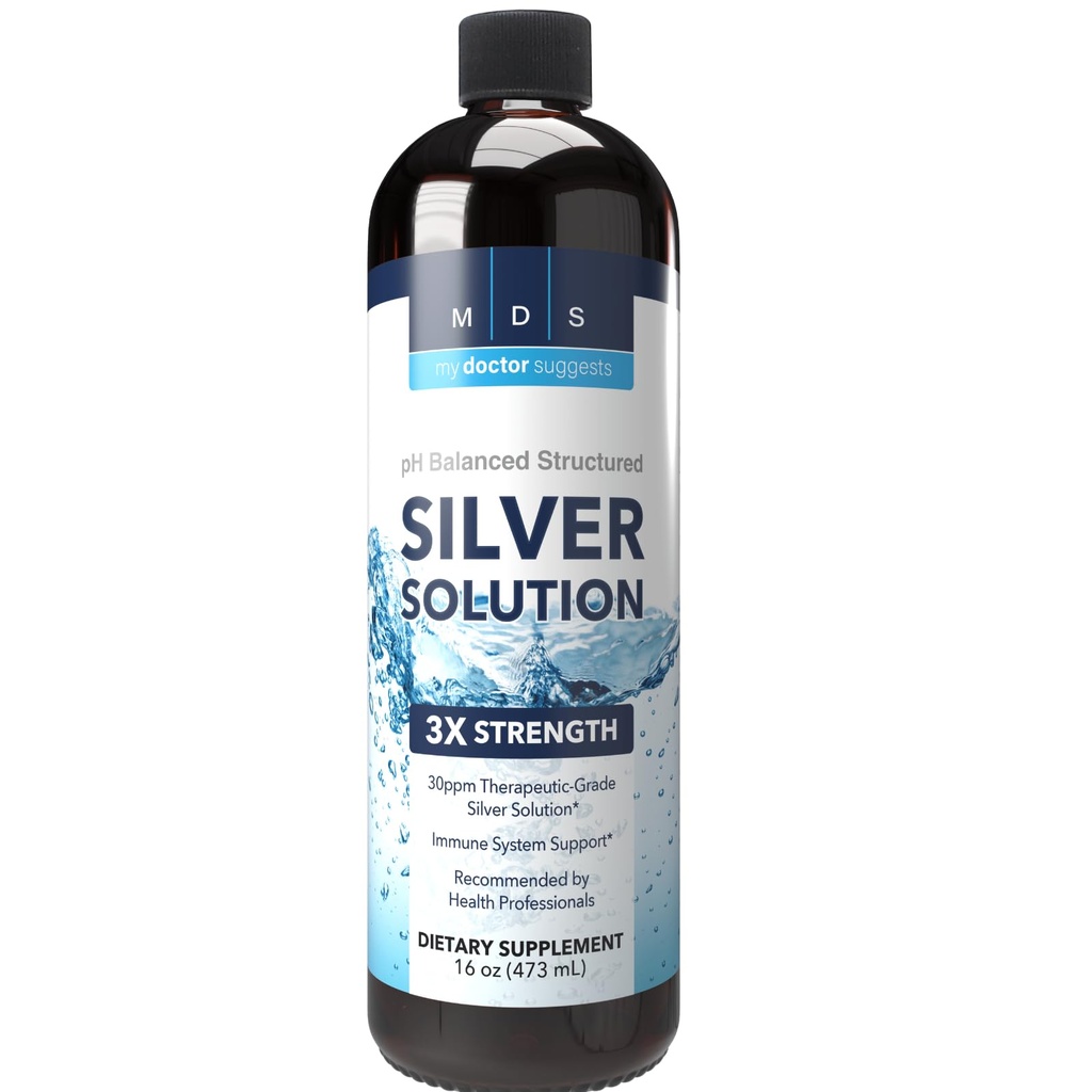 Alkaline Structurate Silver lichid Supliment 30ppm - Immune și Gut Health Support - Extra Putere Structurată Suplimente minerale de argint coloidal - Made in USA (16 oz)
