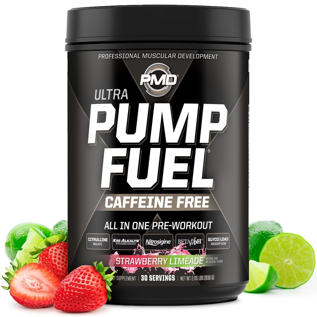 MPD Sport Pompă de combustibil Ultra Cafeina Gratuit - Pre Pre Pre Pre Workout pulbere și pompă musculară, Focus mai mare, Endurance & Recovery, Creatină premium, Arginine & Beta Alanine - Limeadă de căpșuni (30 Serviri)