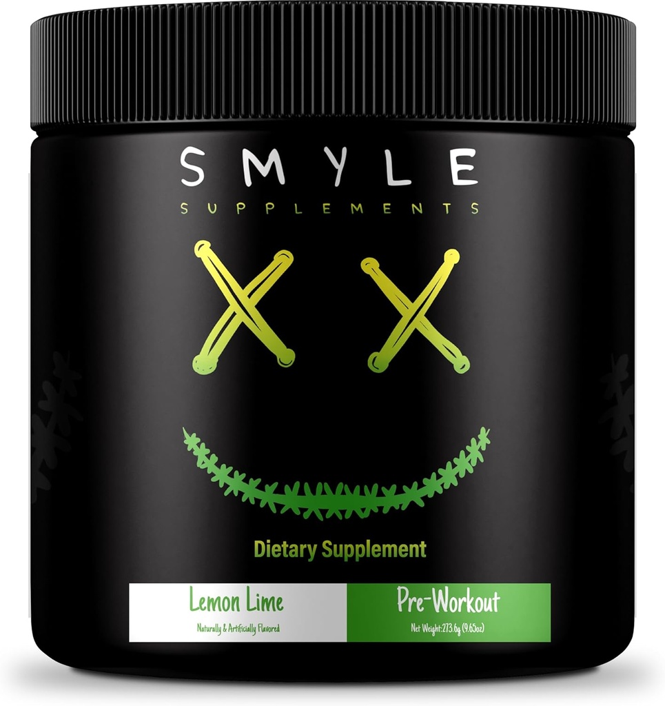 Smyle SUA Pre-Workout pulbere Lămâie - Pre Workout Energie cu 400mg Alpha GPC + 167mg Cafeina şi 1667mg Beta-Alanină de performanţă Blend 30 Servings