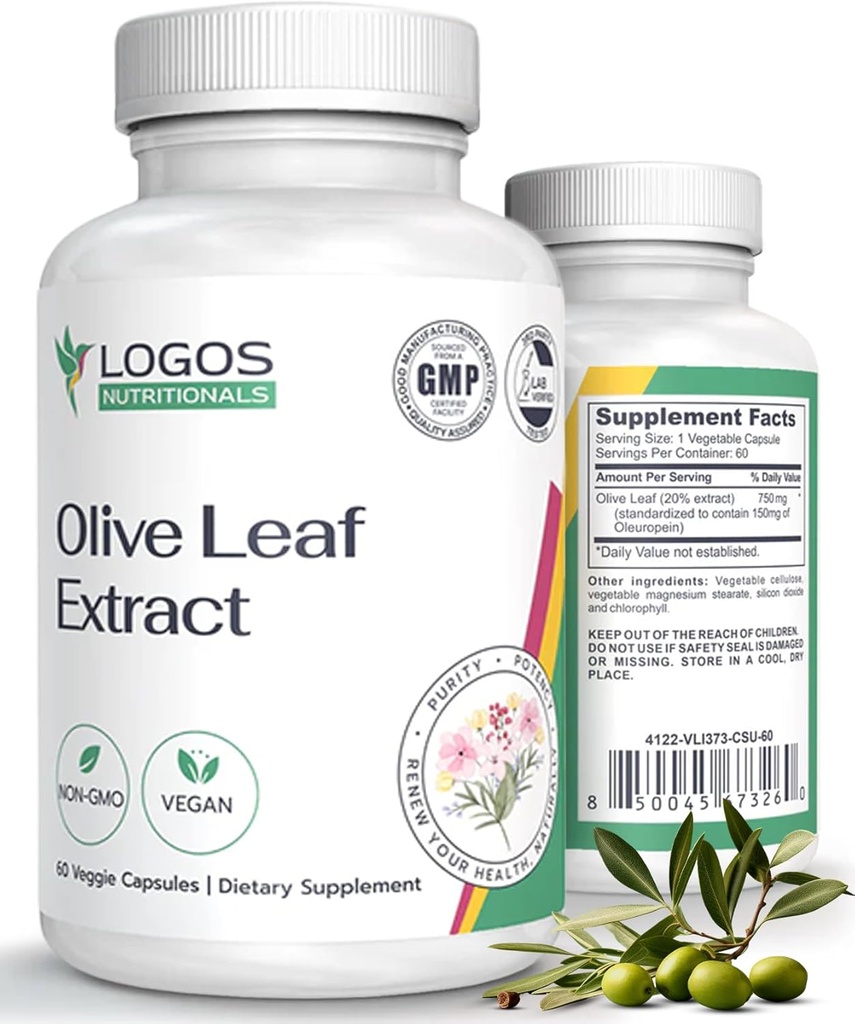 Capsule extract de frunze de măsline - Suplimentul imunitar pentru bărbați și femei, polifenol și Flavonoid pentru wellness generală - capsule de ulei de măsline non-GMO și Vegan - 60 Conte