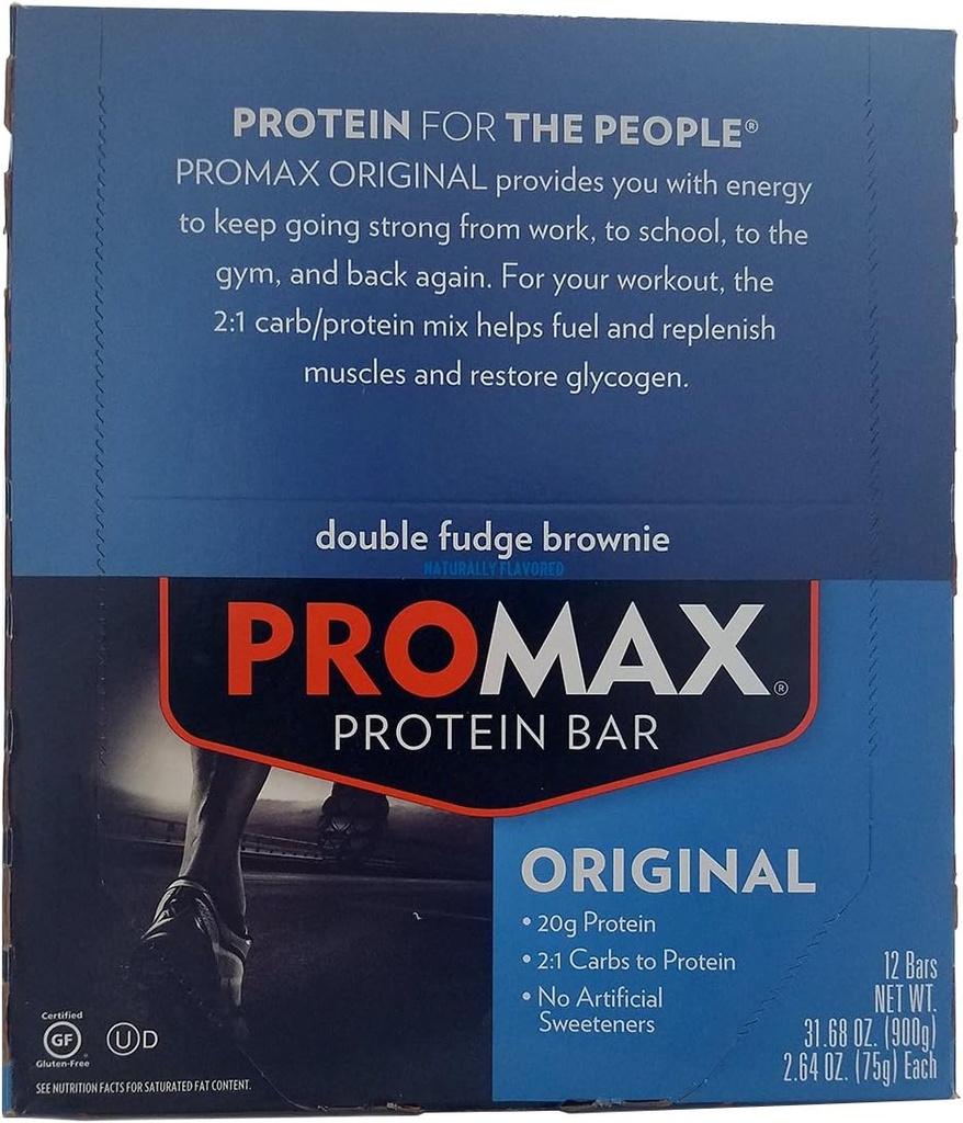 Bar de proteine Promax Dublu Fudge Brownie - 12 - 2,64 oz (75 g) bari [31,68 oz (900 g) ]