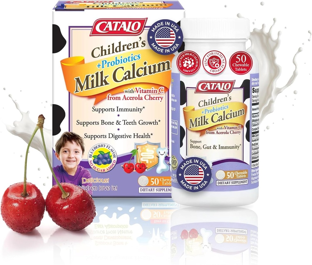 CATALO Toddler Formula pentru copii Lapte Formula tablete masticabile de calciu - Copii Vitamine & Multivitamine pentru copii mici și copii cu zinc & vitamina D3-100 comprimate masticabile