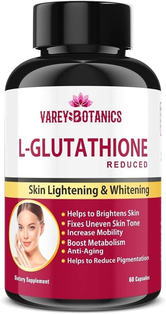 SPEC VAREY BOTANICS L-glutatione capsule de albire a pielii și iluminat cu vitamina C & E, biotină și semințe de struguri extract-1000 mg-pentru bărbați și femei - 60 capsule