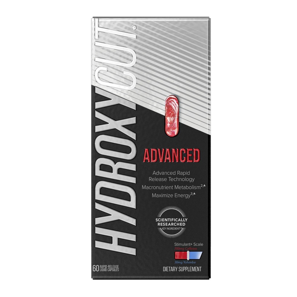 Hidroxicut Advanced - Supliment termogenic - Suport metabolic și energetic pentru bărbați și femei - C. Canephora Robusta, Extract de Yohimbe & 200 mg Cafeină - Capsule lichide cu eliberare rapidă - 60 capsule