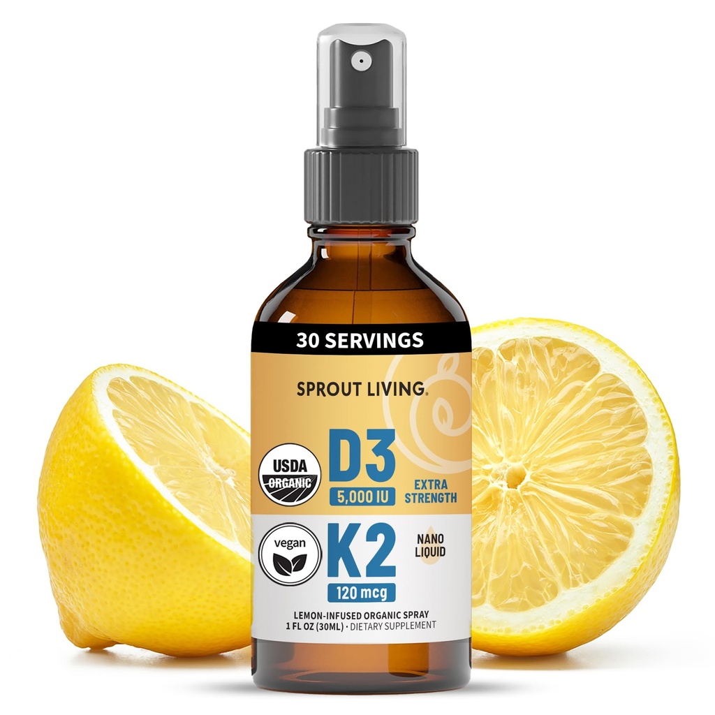 Vitamina organică D3 5000 UI (Lichen) + K2 120 mcg (Fermented Chickpea), Imun, Bone & Heart Health with Calciu Sugestie 
