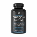 Cercetare sportivă Triplă Putere Omega 3 Ulei de peşte - Burpless Fish Oil Supplement w/EPA & DHA Acidi graşi din peştele sălbatic capturat - inimă, Brain & Immune Support for Men & Women - 1250 mg, 150 ct