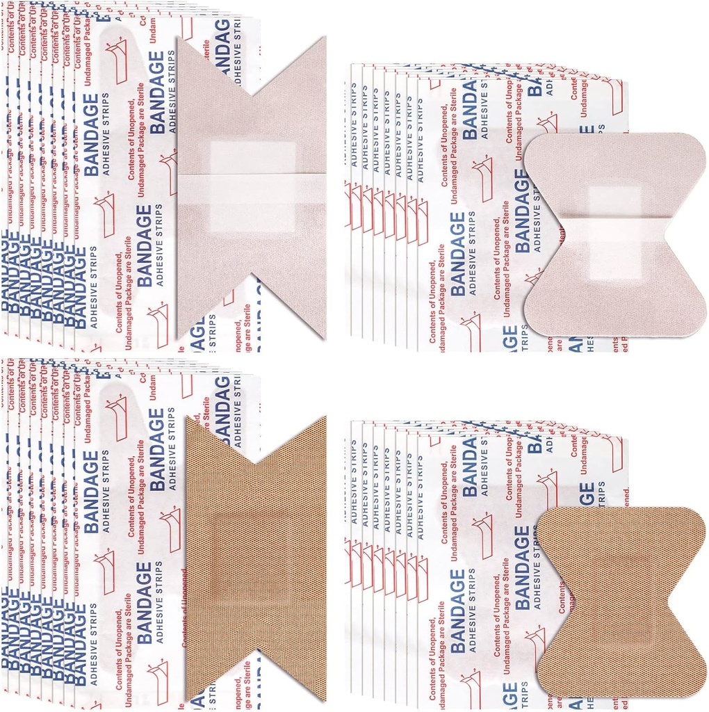 Sinmoe 100 piese tesatura flexibil Bandaje adezive Knuckle și Bandaje Fingertip Variety Pack pentru Wound Care Bulk Pack pentru truse de prim ajutor în 2 Dimensiuni, 3 x 1.5 Inch, 1.8 x 2 Inch (maro)