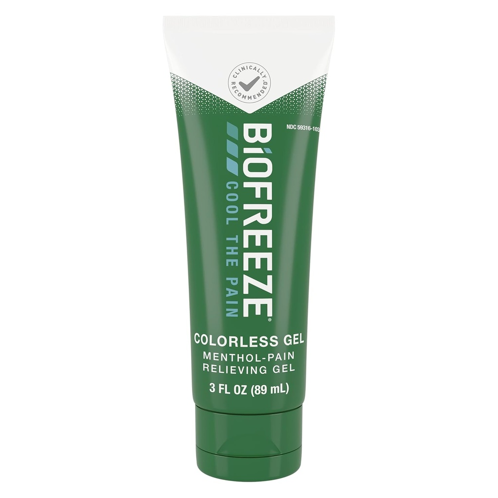 Biofroze Mentol durere Ușurare Gel fără culoare Gel 3 FL OZ Tub pentru durere Ajutor asociat cu dureri musculare, artrită, dureri de spate simple, și dureri articulare (Packing May Vary)