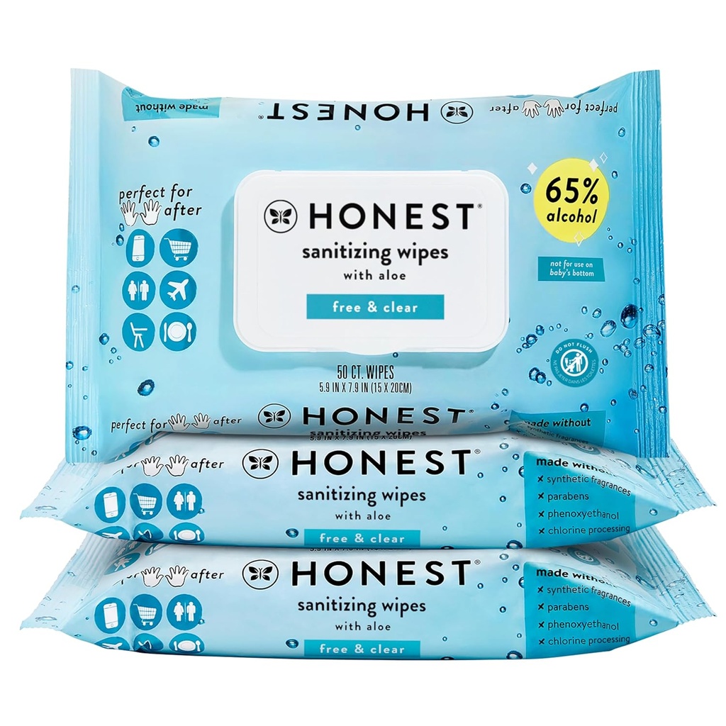 Compania onestă Fragrance-Liber salubritate Șervețele de alcool, Șervețele de mână antibacteriene cu Aloe, ucide 99% din germeni, sigur pentru mâini, 150 Conte (3 Pachete de 50)