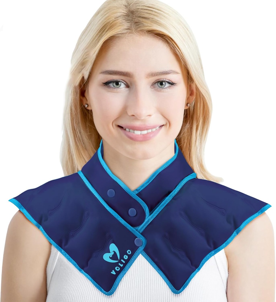 Neck Shoulder Heating Neck Wrap Microwave Heating Pad, Hot and Humid Back Pain Relief Hot Compress, Adjustable Microwave Heater (NSF-Blue)