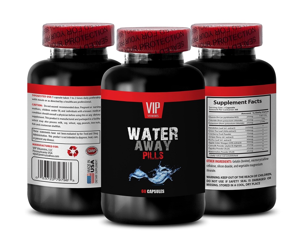 Suport pentru tractul urinar - PILLS DIURETIC APĂ - Pepene verde, Dandelion, Paprika, Potasiu, diuretice pentru reţinerea apei în picioare şi picioare, diuretice pastile de apă, suplimente diuretice, 1B 60 Capace