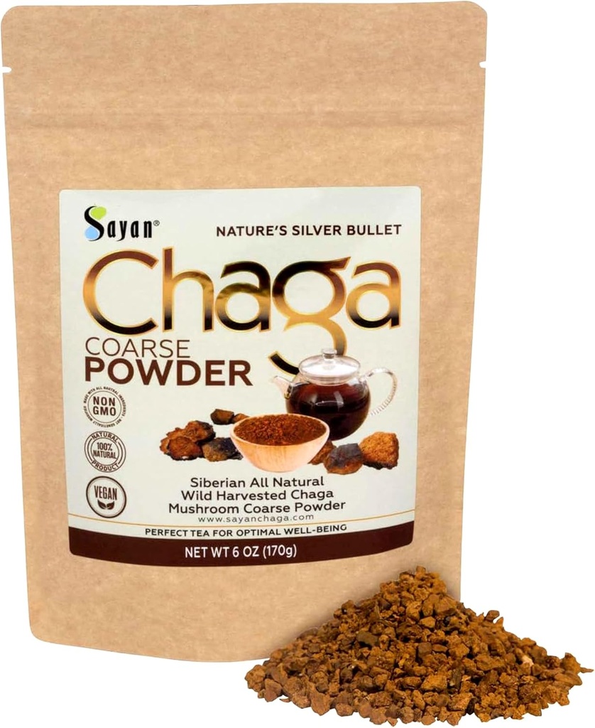 Sayan Siberian Pure Raw Coarse Chaga Powder 6 Oz / 170g 