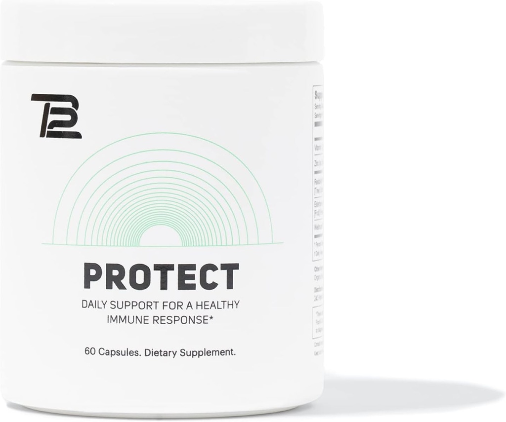 TB12 Protejați - Premium 5 în 1 Suport Imun cu Zinc, Vitamina C, Beta Glucan, extractul de copac Larch, și Elderberry pentru a oferi suport zilnic sistemului imunitar și creșterea nivelului de energie