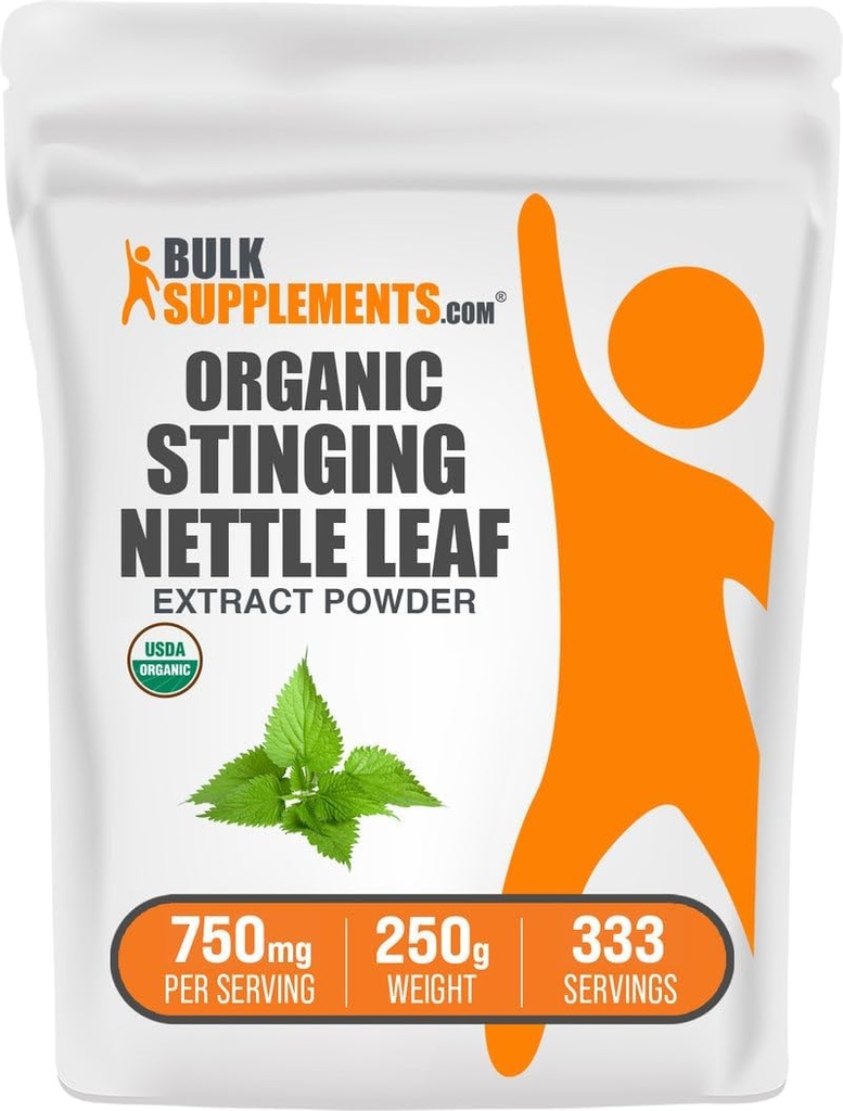 BulkSupplements.com Organic Stinging Nettle Extract pulbere - Nettle Leaf Extract, Herbal Supliment - Vegan & Gluten gratuit, 750 mg per Serving, 250g (8,8 oz) (Pachet de 1)