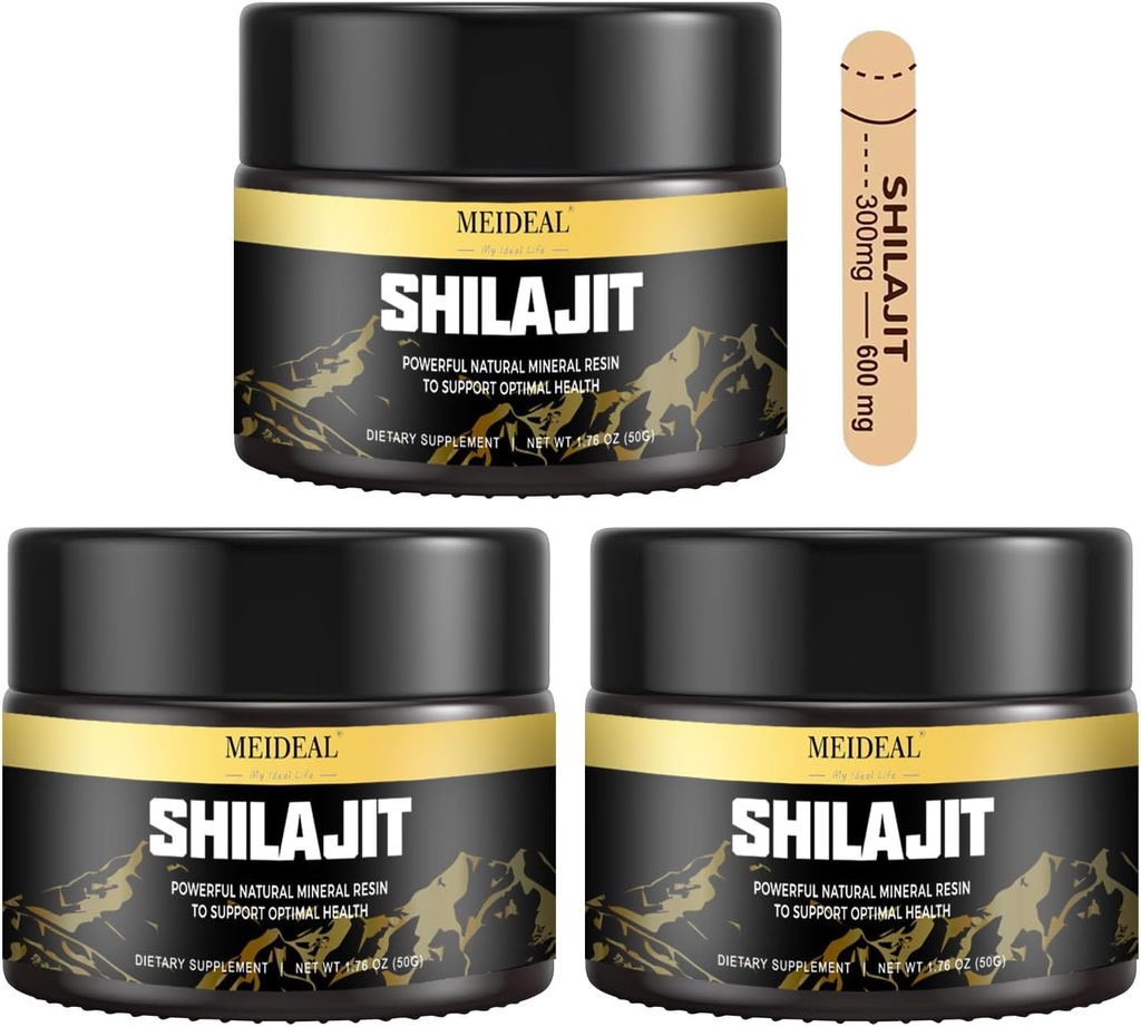 Shilajit Pure Himalayan Organic Shilajit Resin, Gold Grade Shilajit Resin cu 85+ Trace Minerals & Acid Fulenian, Pure Shilajit Supliment for Better Health, 50 Gram (3 buc)