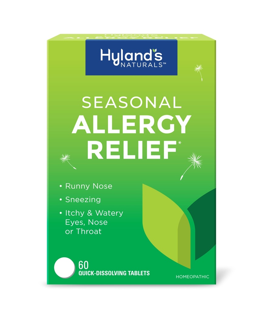 Hyland indoor și în aer liber, pastile de ajutor alergii non-drowsy, pentru strănut, nas runny, ochi mâncărime și apă, nas sau gât, sigure și naturale, tablete de dislocare rapidă, 60 Conte