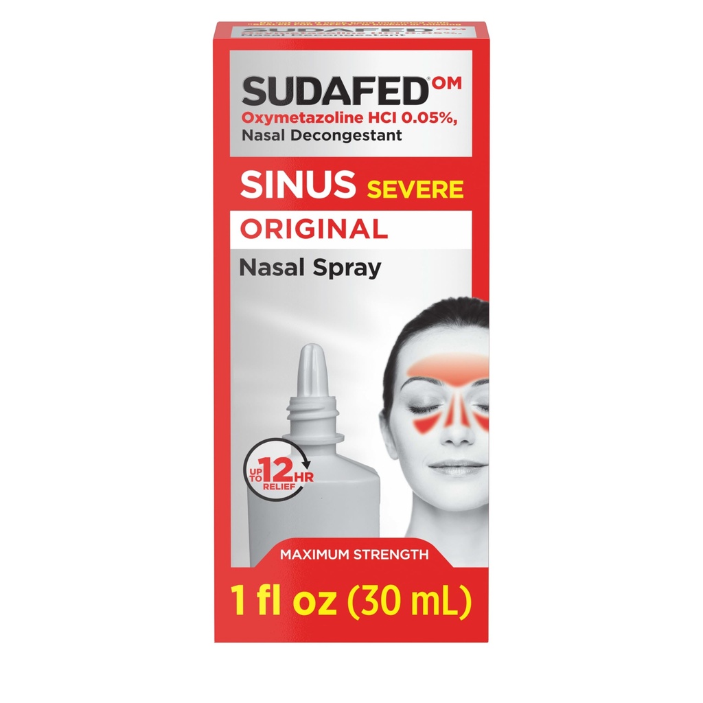 Sudafed Sinus Sever Original Nasal Spray, 12 ore Nasal Spray detonant pentru rapid, puternic Congestia Relief datorită răceli sau alergii, Oxymetazolină HCl.05% Spray nas, 1 fl. oz