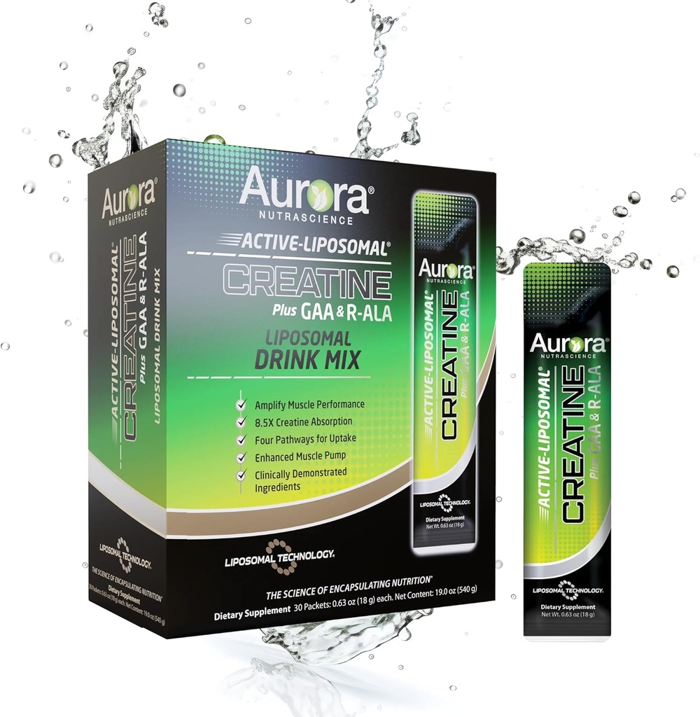 Aurora Nutrascience Active Liposomal®, Creatine Plus GAA & R-ALA, 30 Packets, 0,63 oz (18 g) Fiecare