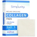 Pad-uri de dressing Colagen - 2" x 2" 5 Count Pad-uri Colagen pentru Răni - Colagen non-adrenent dressing pentru îngrijirea rănilor - Safe n' Pure de îngrijire a rănilor
