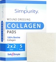 Pad-uri de dressing Colagen - 2" x 2" 5 Count Pad-uri Colagen pentru Răni - Colagen non-adrenent dressing pentru îngrijirea rănilor - Safe n' Pure de îngrijire a rănilor