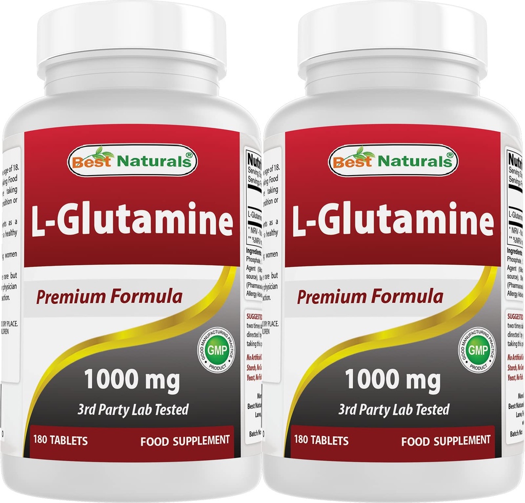 Cele mai bune naturale L-Glutamine 1000 mg 180 comprimate (180 număr de comprimate (pachet de 2))